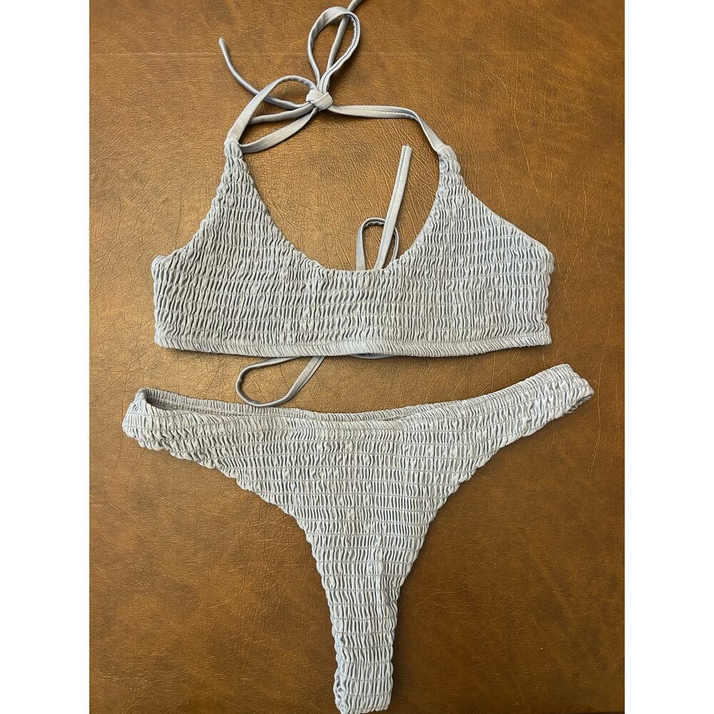 Zaful Gray 2 Piece Ribbed Bikini Women's Medium